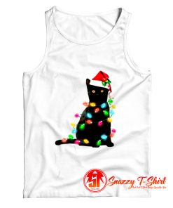 Black Cat Christmas Light Tank Top