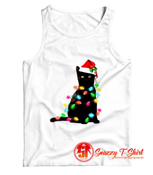 Black Cat Christmas Light Tank Top