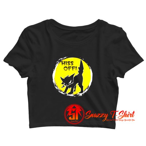 Black Cat Metal Hiss Off Crop Top Shirt