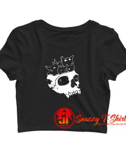 Black Cats In Skull Crop Top Shirt