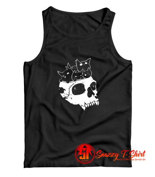 Black Cats In Skull Tank Top