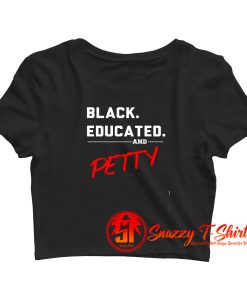 Black Educated Petty Crop Top Shirt