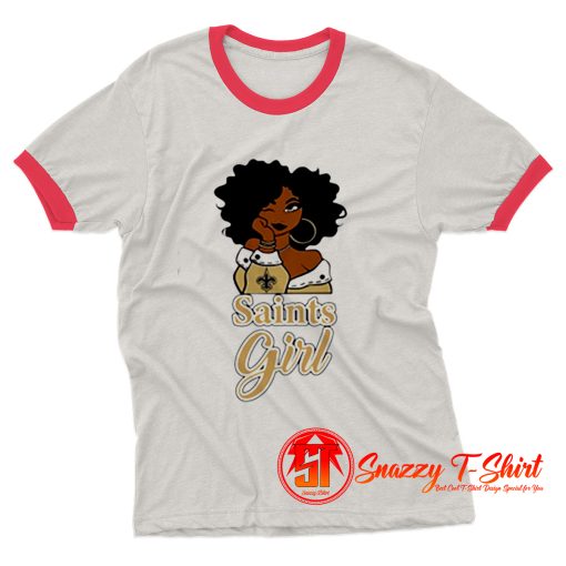 Black Girl Oklahoma Saints Ringer Tee