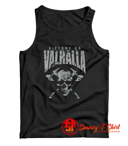 Black Victory or Valhalla Skull and Viking Tank Top