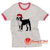 Boston Terrier In Santa Hat Christmas Ringer Tee