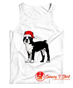 Boston Terrier In Santa Hat Christmas Tank Top