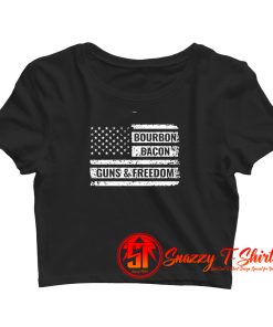 Bourbon Bacon Guns And Freedom American Flag Crop Top Shirt