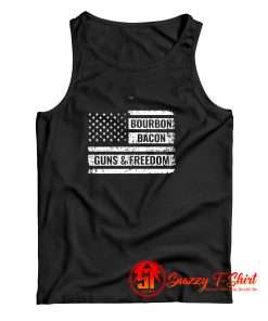 Bourbon Bacon Guns And Freedom American Flag Tank Top