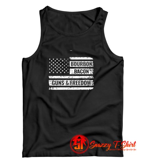 Bourbon Bacon Guns And Freedom American Flag Tank Top