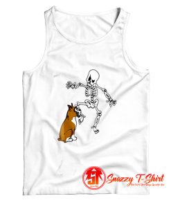 Boxer Dog Biting Skeleton Tank Top