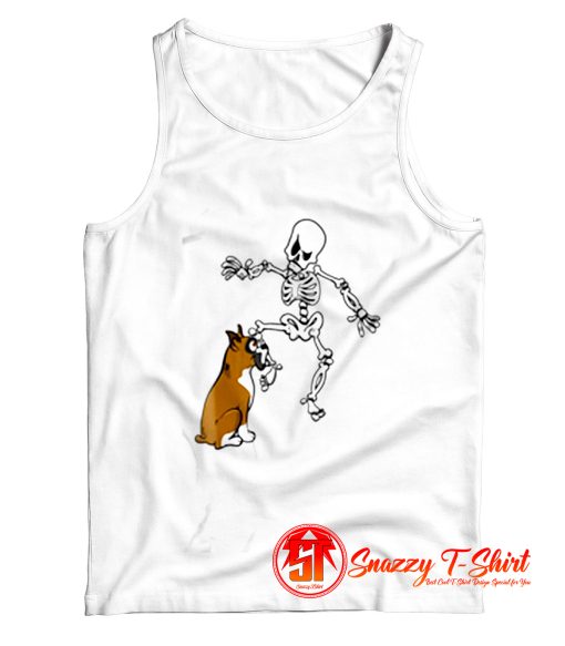 Boxer Dog Biting Skeleton Tank Top