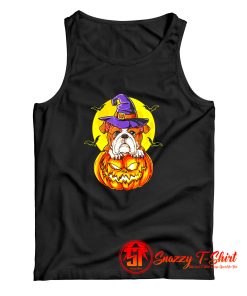 Bulldog Witch Pumpkin Halloween Tank Top