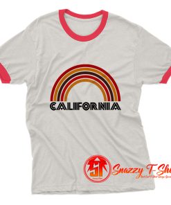 California Flocked Rainbow Ringer Tee