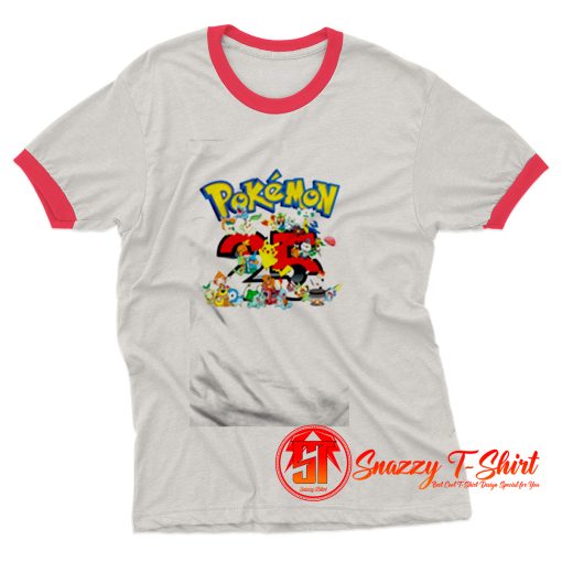 Cartoon Pokemon 25th Anniversary Ringer Tee