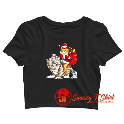 Cat Christmas Gifts Santa Crop Top Shirt