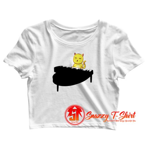 Cat Playing Piano Crop Top Shirt