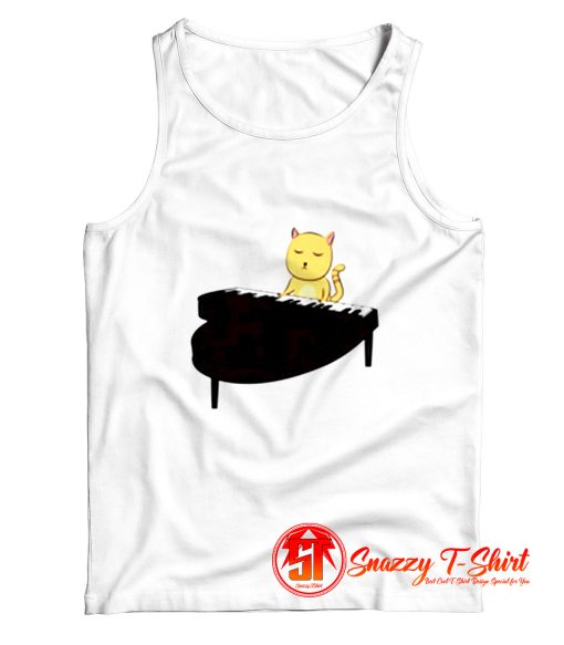 Cat Playing Piano Tank Top