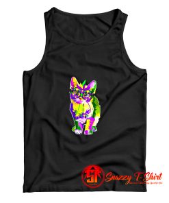 Cat Wearing Carnival Mask Mardi Gras Tank Top