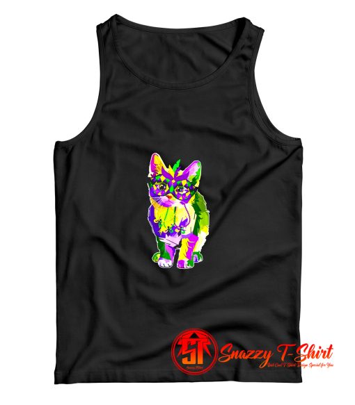 Cat Wearing Carnival Mask Mardi Gras Tank Top