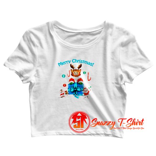 Cat and mice delivering Christmas Crop Top Shirt