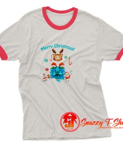 Cat and mice delivering Christmas Ringer Tee