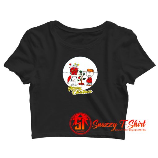 Charlie brown and snoopy merry christmas Crop Top Shirt