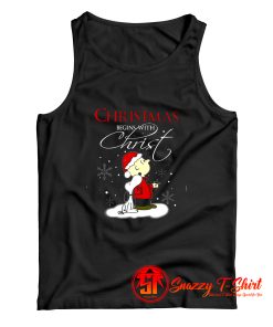 Christmas Begins With Christ Snoopy Charlie Tank Top