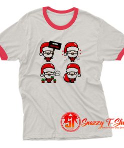 Christmas Many Santa Clauses Ringer Tee