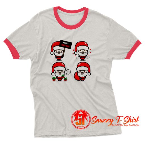 Christmas Many Santa Clauses Ringer Tee