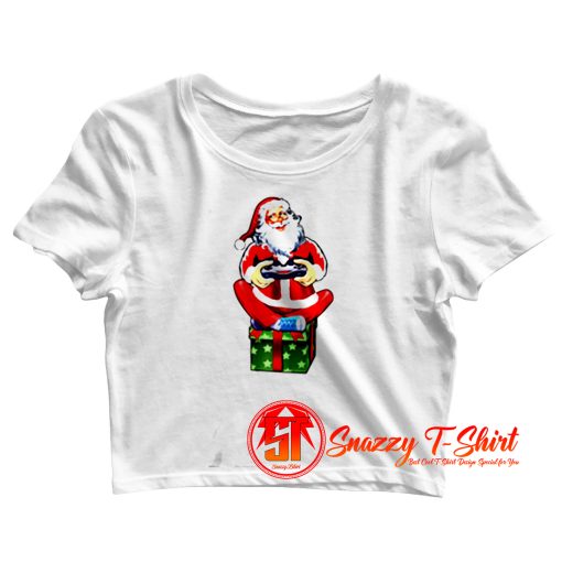 Christmas Santa Claus Video Gamer Crop Top Shirt