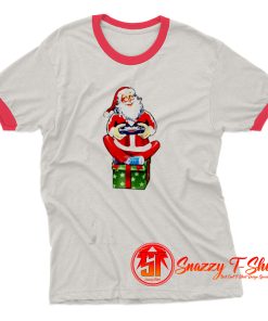 Christmas Santa Claus Video Gamer Ringer Tee