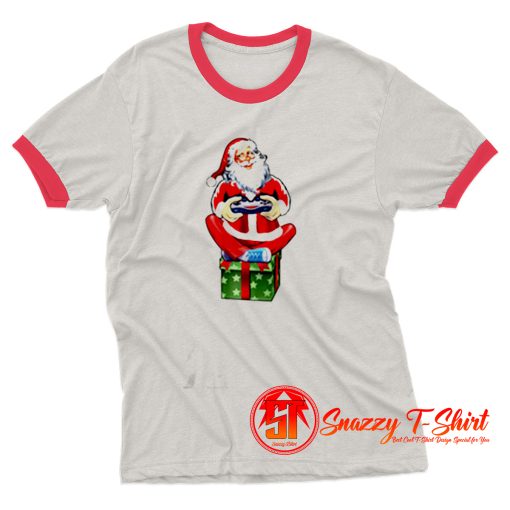 Christmas Santa Claus Video Gamer Ringer Tee