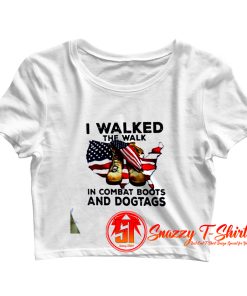 Combat Boots And Dogtags American Flag Crop Top Shirt