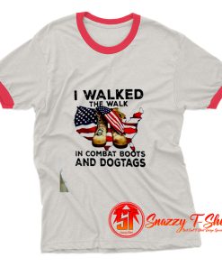 Combat Boots And Dogtags American Flag Ringer Tee