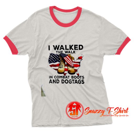 Combat Boots And Dogtags American Flag Ringer Tee