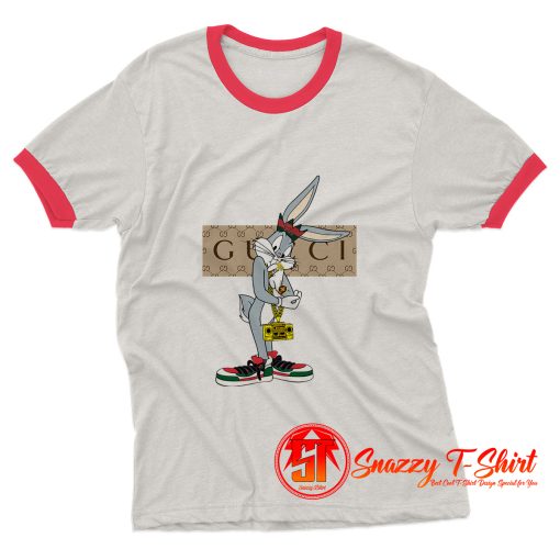 Cool Bugs Bunny Luxury With Gucci Style Men Maroon Ringer Tee