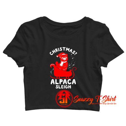 Cute Christmas Alpaca Sleigh Crop Top Shirt