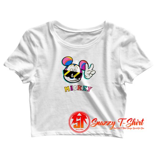 Cute Disney Mickey Mouse Eyeglasses Crop Top Shirt