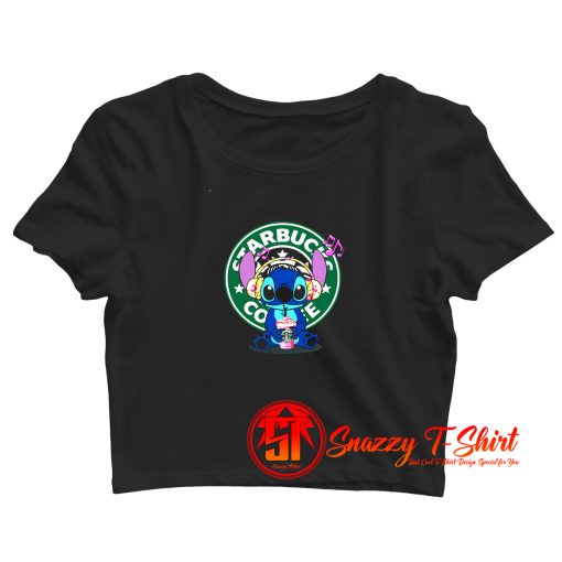 Cute Disney Stich Parody Coffee Starbucks Crop Top Shirt