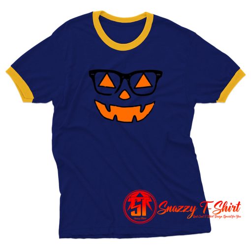 Cute Nerdy Pumpkin Girl Halloween Ringer Tee