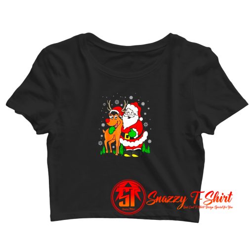 Cute Santa Christmas Vintage Crop Top Shirt