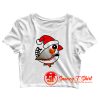 Cute Zebra Finch As Santa Claus Crop Top Shirt