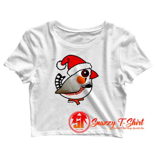 Cute Zebra Finch As Santa Claus Crop Top Shirt