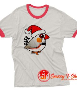 Cute Zebra Finch As Santa Claus Ringer Tee