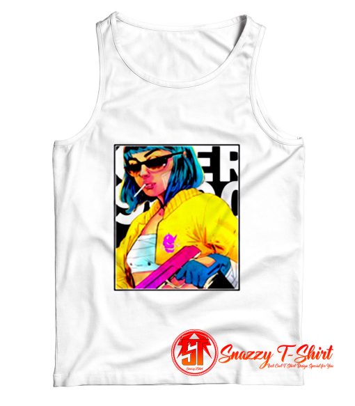 Cyber Punk Bad Ass Girl Female Gunner Pop Art Warhol Lichtenstein Pop Culture Tank Top