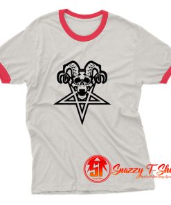 Demon Skull Pentagram Devil Satanic Satanism Heavy Metal Ringer Tee