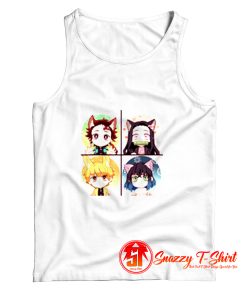 Demon Slayer Tanjiro Nezuko Zenitsu Inosuke Cute Chibi Art Tank Top