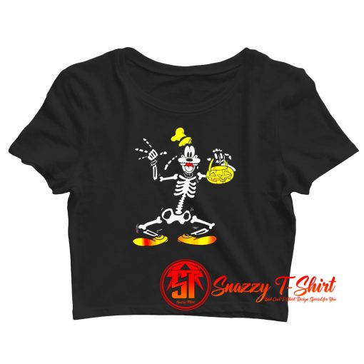 Disney Goofy Skeleton Halloween Crop Top Shirt