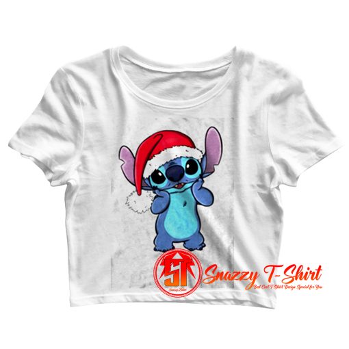 Disney Lilo Stitch Christmas Santa Hat Crop Top Shirt