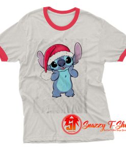 Disney Lilo Stitch Christmas Santa Hat Ringer Tee